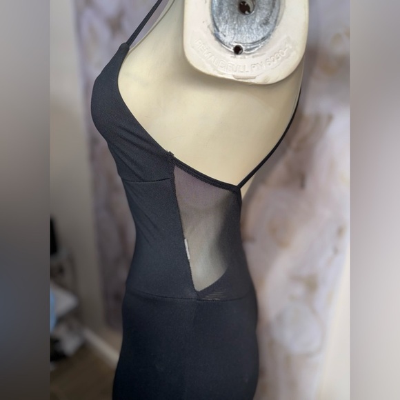 Black mesh side and back cutout jumpsuit /Romper Yoga lounge size Small - Picture 4 of 12